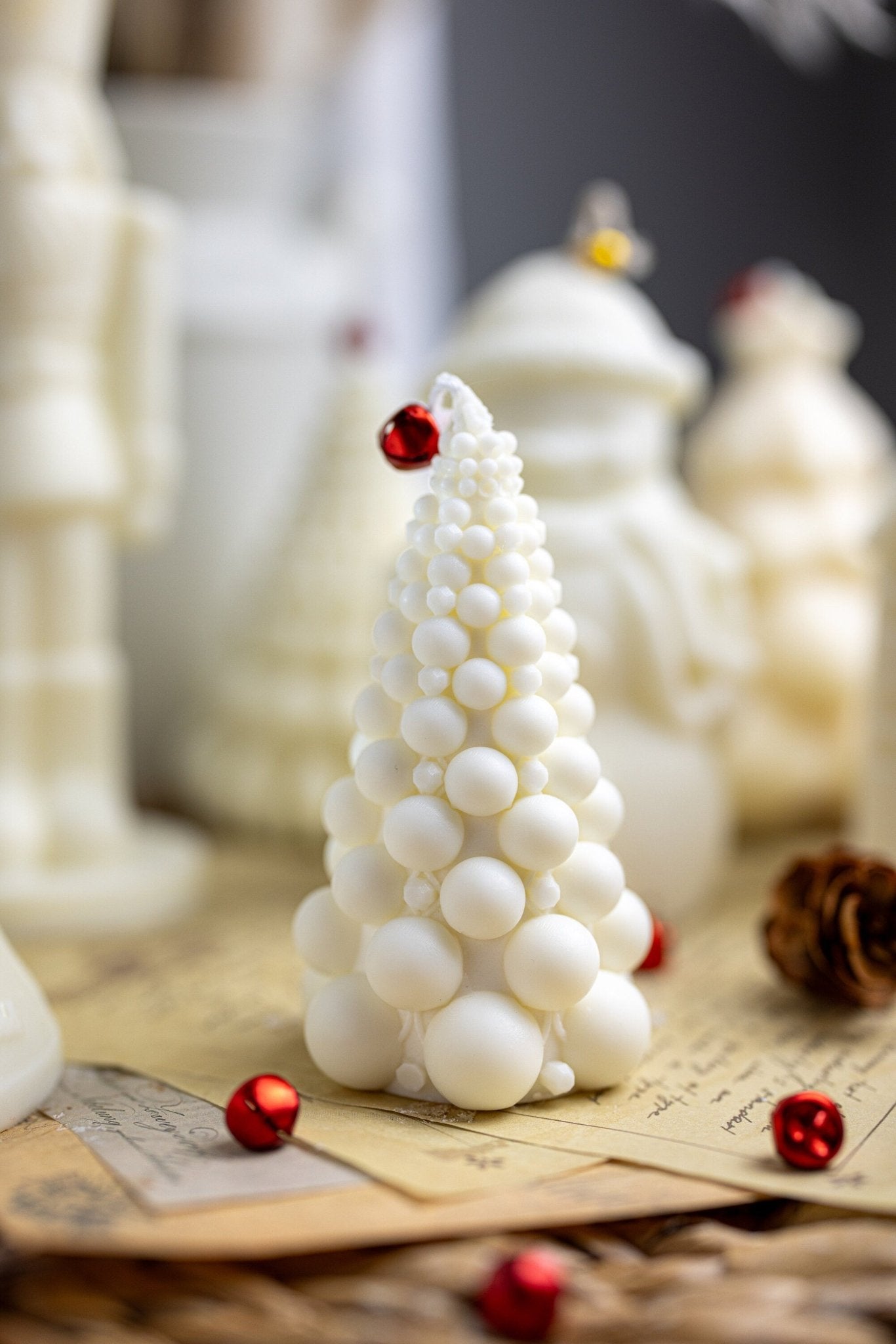 Handmade Bubble Christmas Tree Soy Candle - Festive Home Decor & Gift
