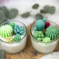 Succulent Cacti Candle with Glass Terrarium Garden Gift, Cactus Blossom Scent