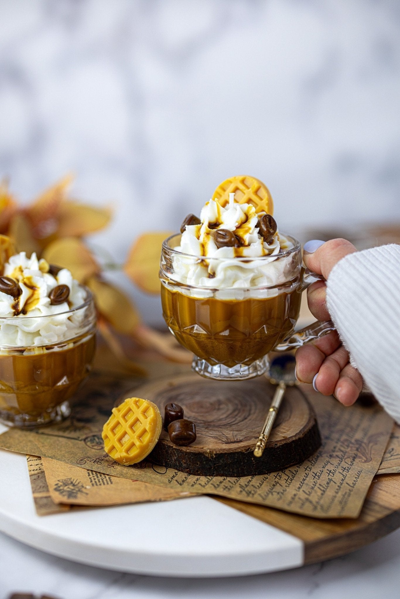 Cappuccino Candle in Espresso Cup – Scented Coffee Shop Soy Wax Candle, Handmade Aromatic Candle