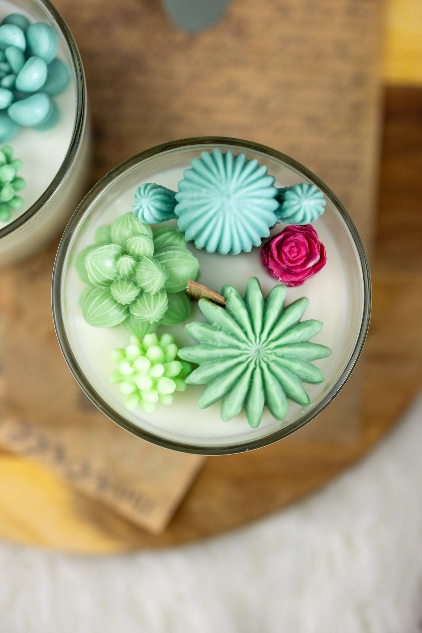 Succulent Cacti Candle with Glass Terrarium Garden Gift, Cactus Blossom Scent