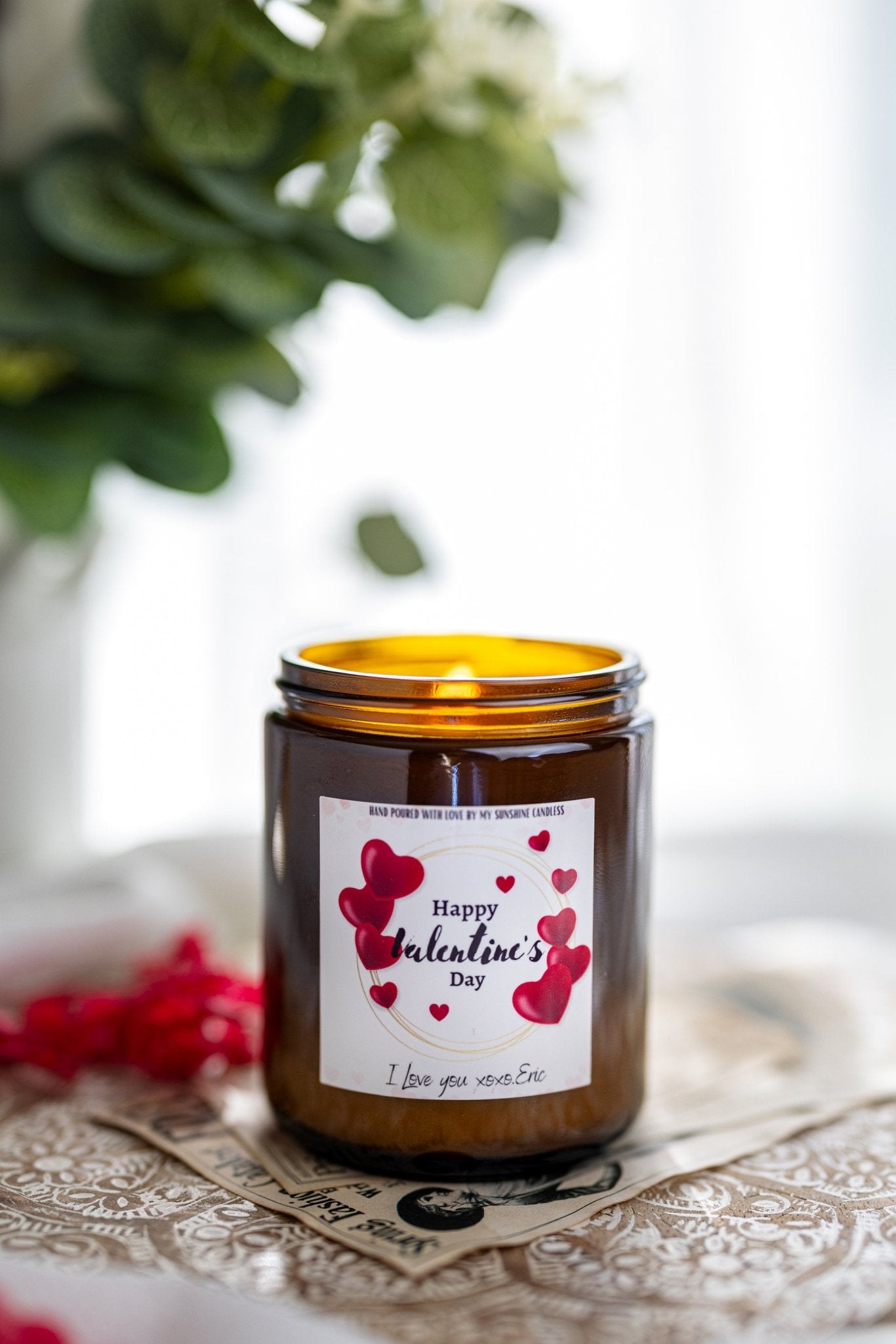 Custom Valentine's Day Candle Gift Set for Him or Her, Personalized Romantic Gift, Vday Present