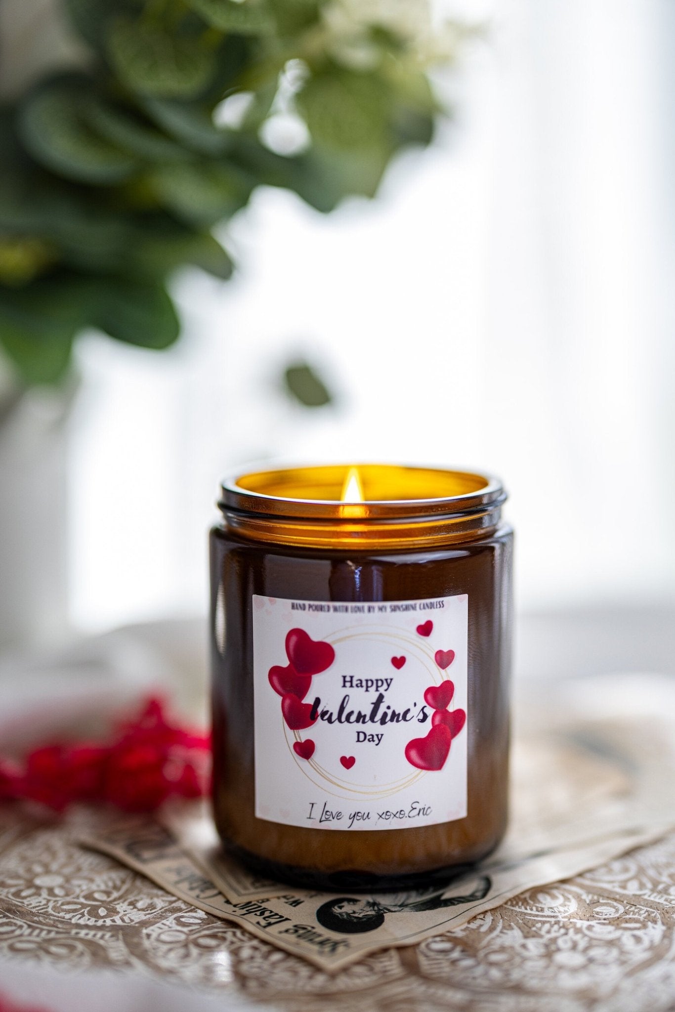 Custom Valentine's Day Candle Gift Set for Him or Her, Personalized Romantic Gift, Vday Present