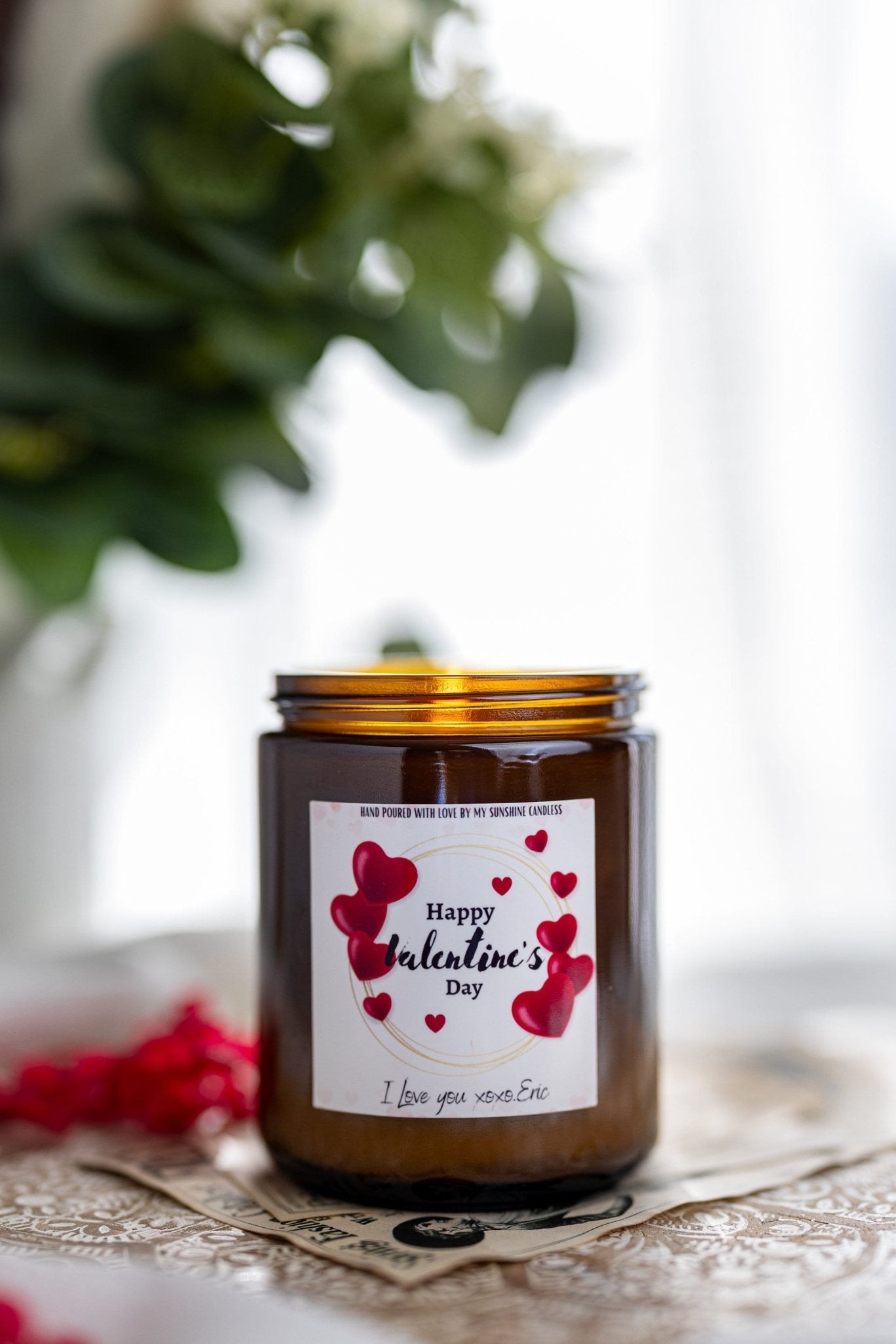 Custom Valentine's Day Candle Gift Set for Him or Her, Personalized Romantic Gift, Vday Present