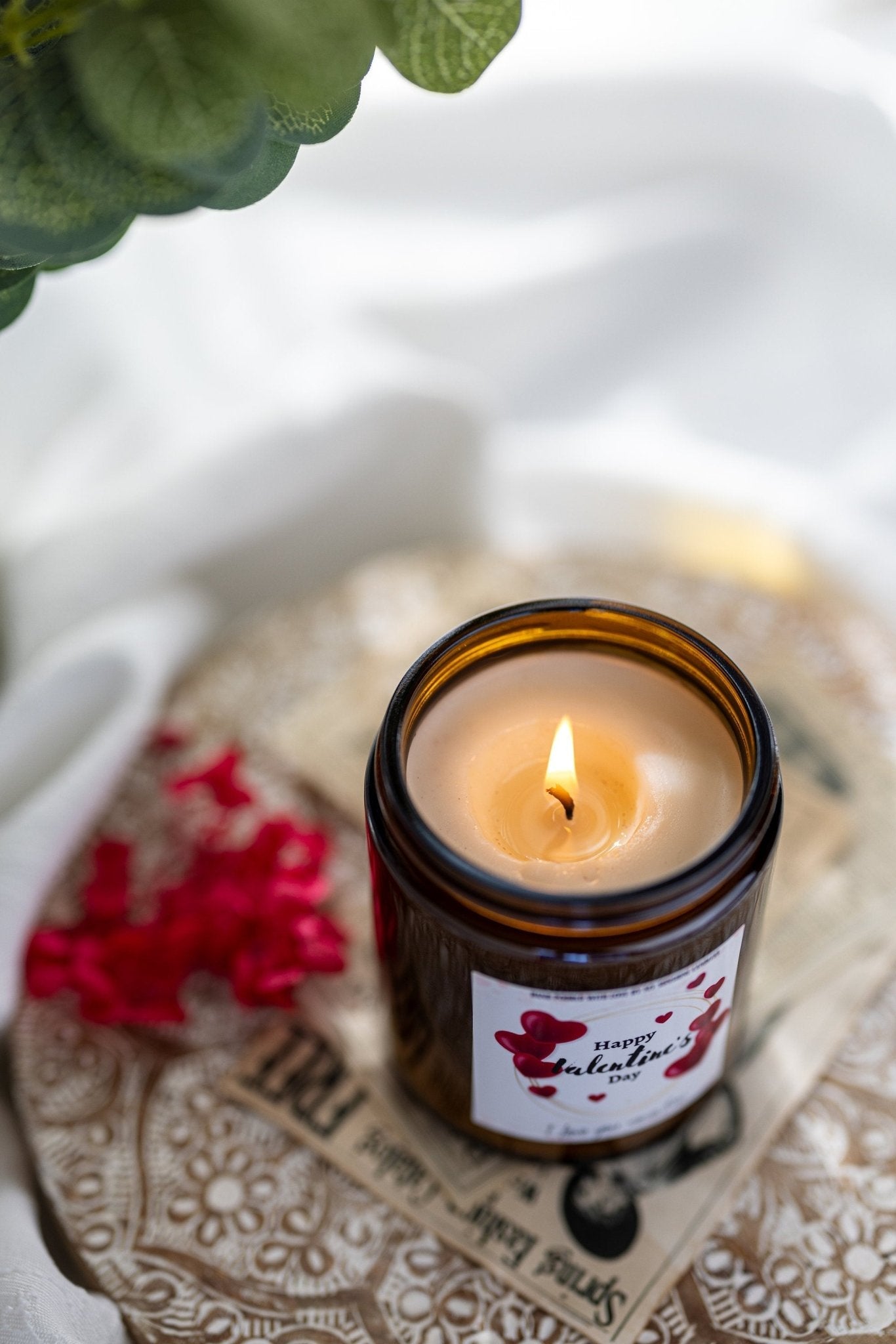 Custom Valentine's Day Candle Gift Set for Him or Her, Personalized Romantic Gift, Vday Present
