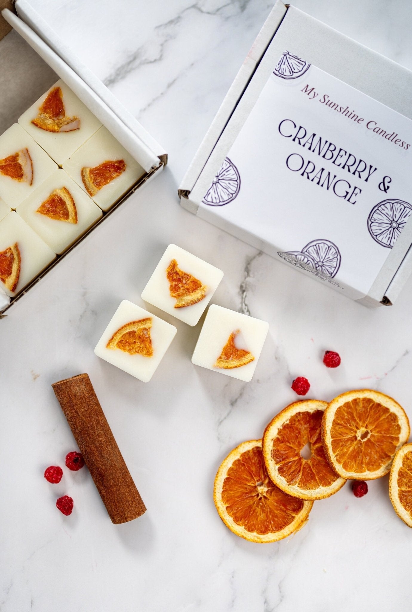 Orange & Cranberry Wax Melts – Highly Scented Soy Wax Cubes, 100% Natural, Long-Lasting Fragrance