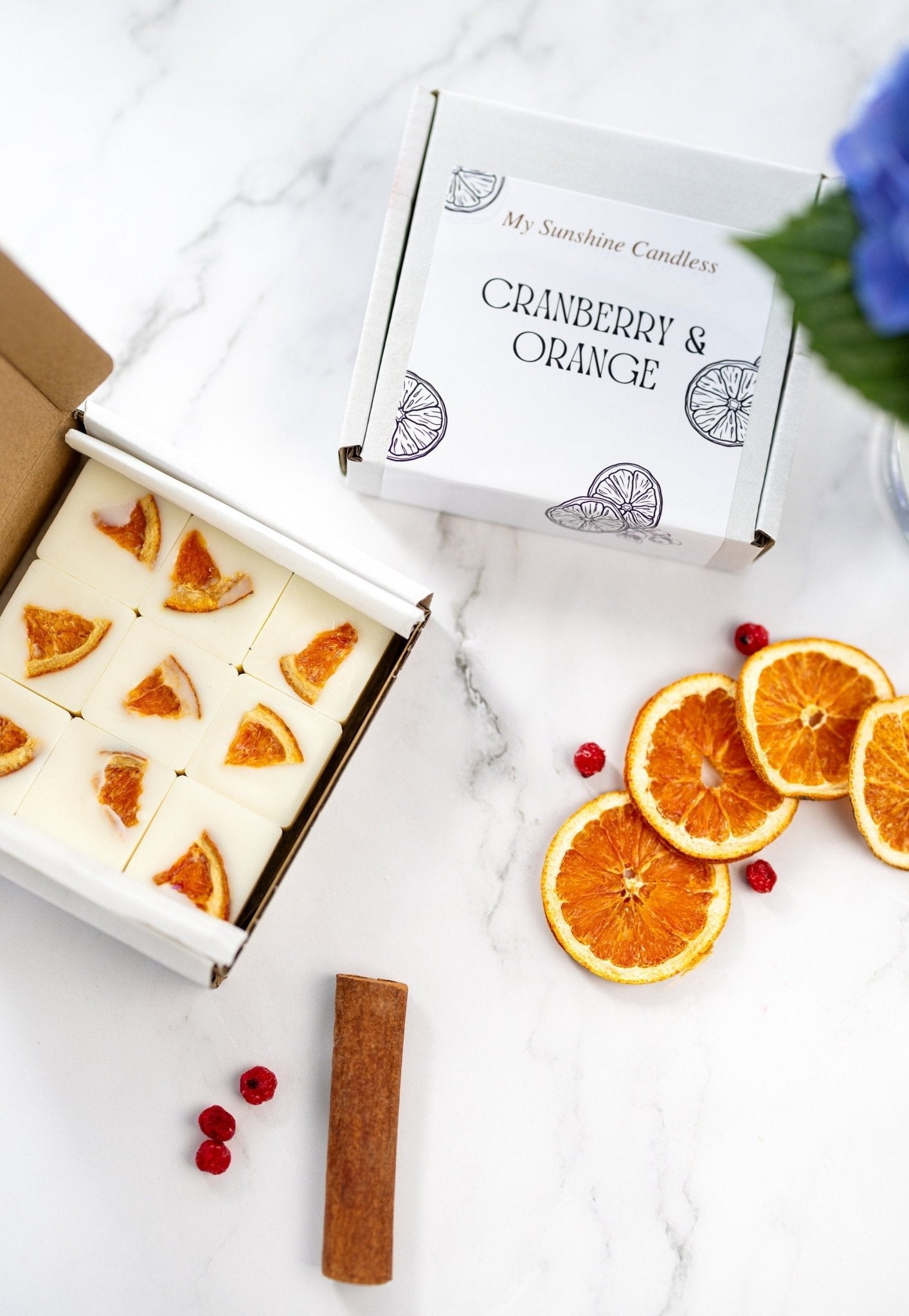 Orange & Cranberry Wax Melts – Highly Scented Soy Wax Cubes, 100% Natural, Long-Lasting Fragrance
