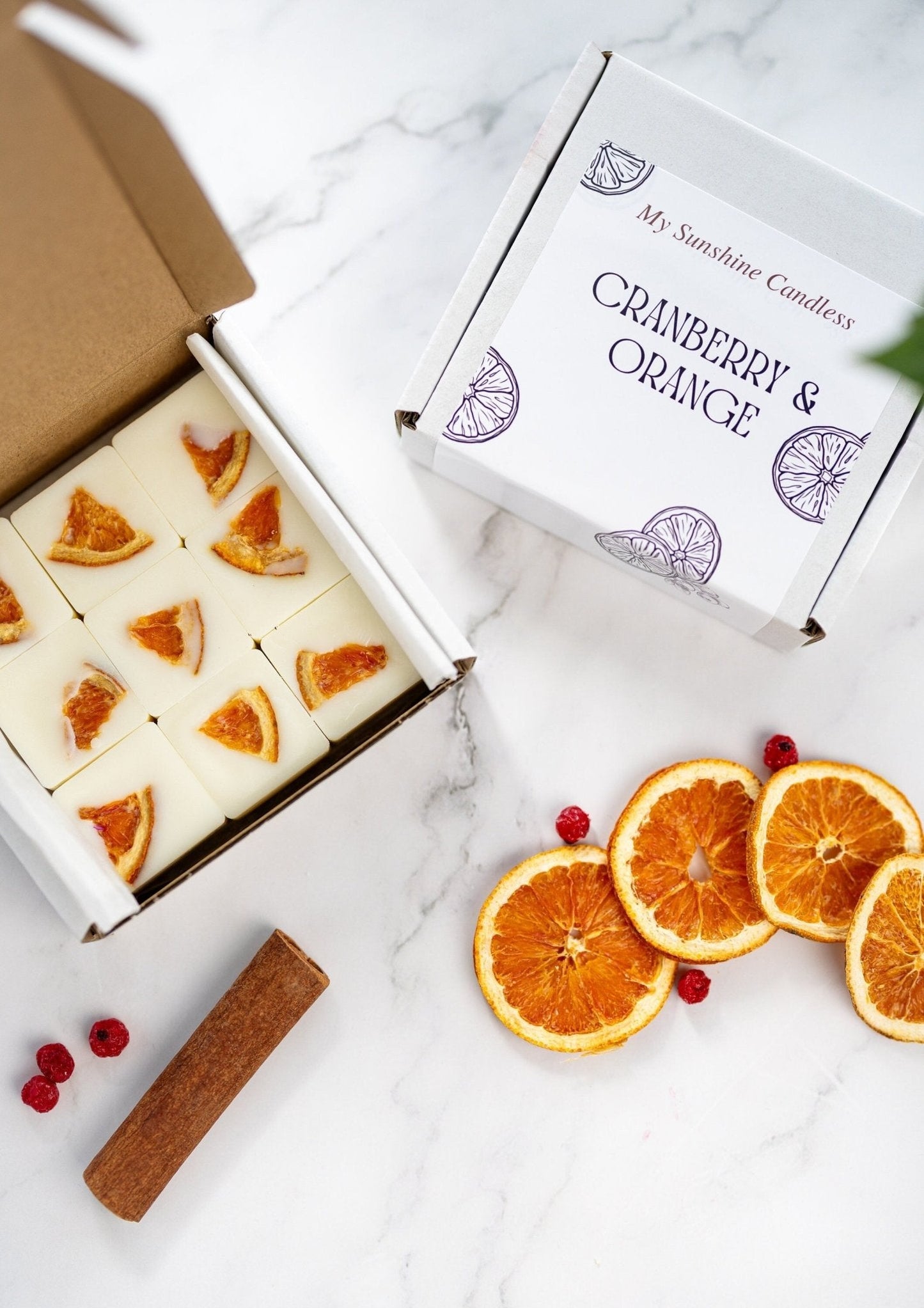 Orange & Cranberry Wax Melts – Highly Scented Soy Wax Cubes, 100% Natural, Long-Lasting Fragrance
