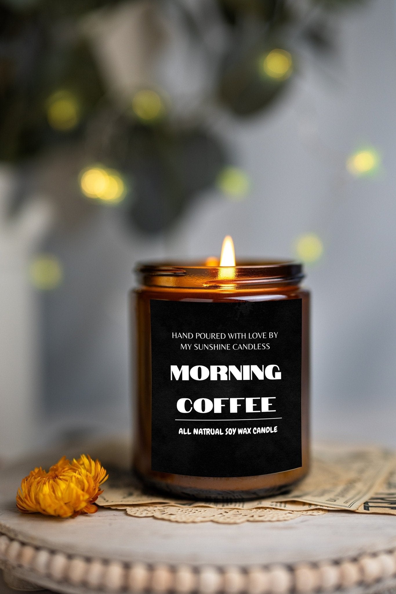 Morning Coffee Soy Wax Candle | Coffee Scented Amber Jar | Hand-Poured Gift for Coffee Lovers