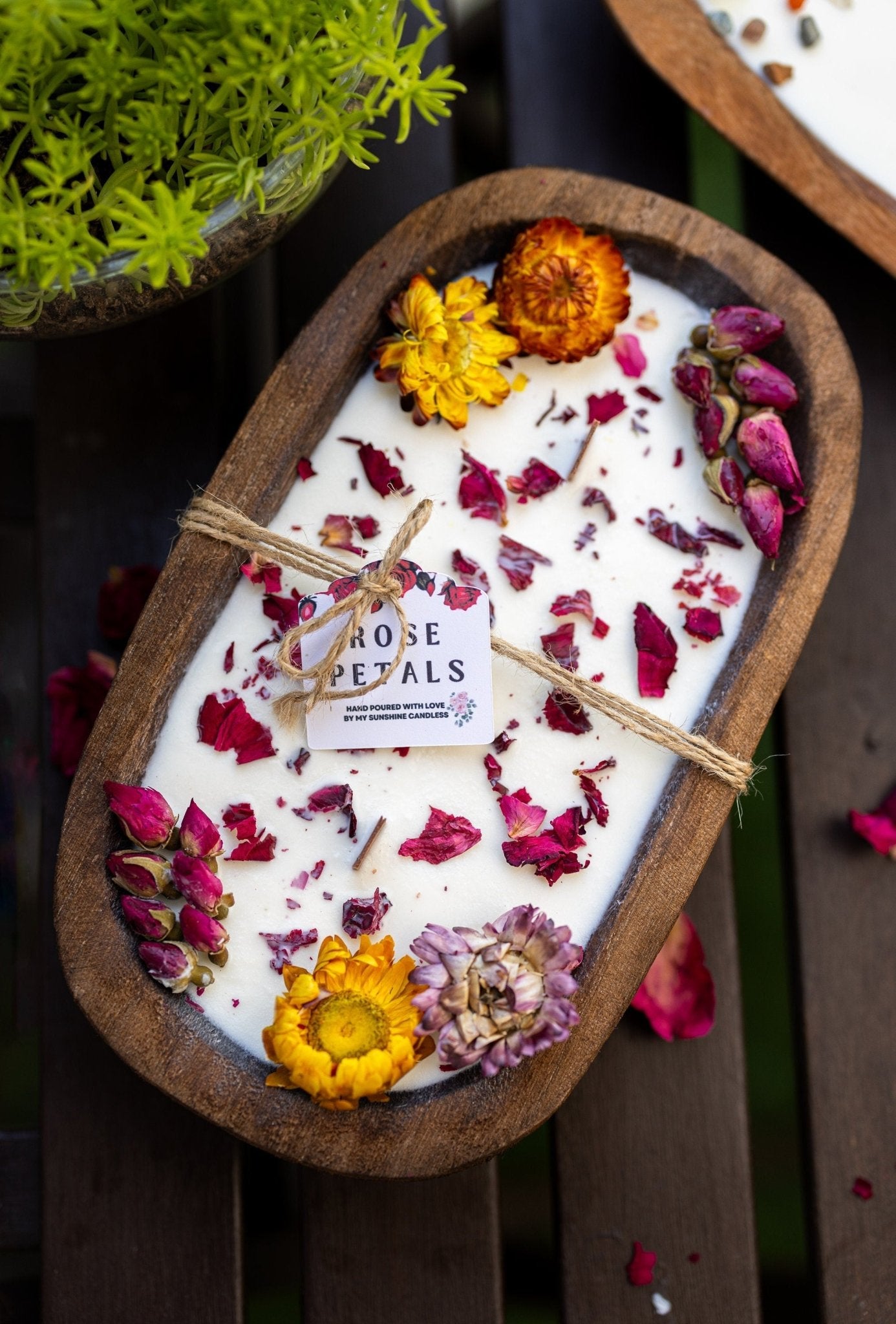 Summer Rose Farmhouse Soy Candle | Triple Wick Dough Bowl | Wood Wick Candle