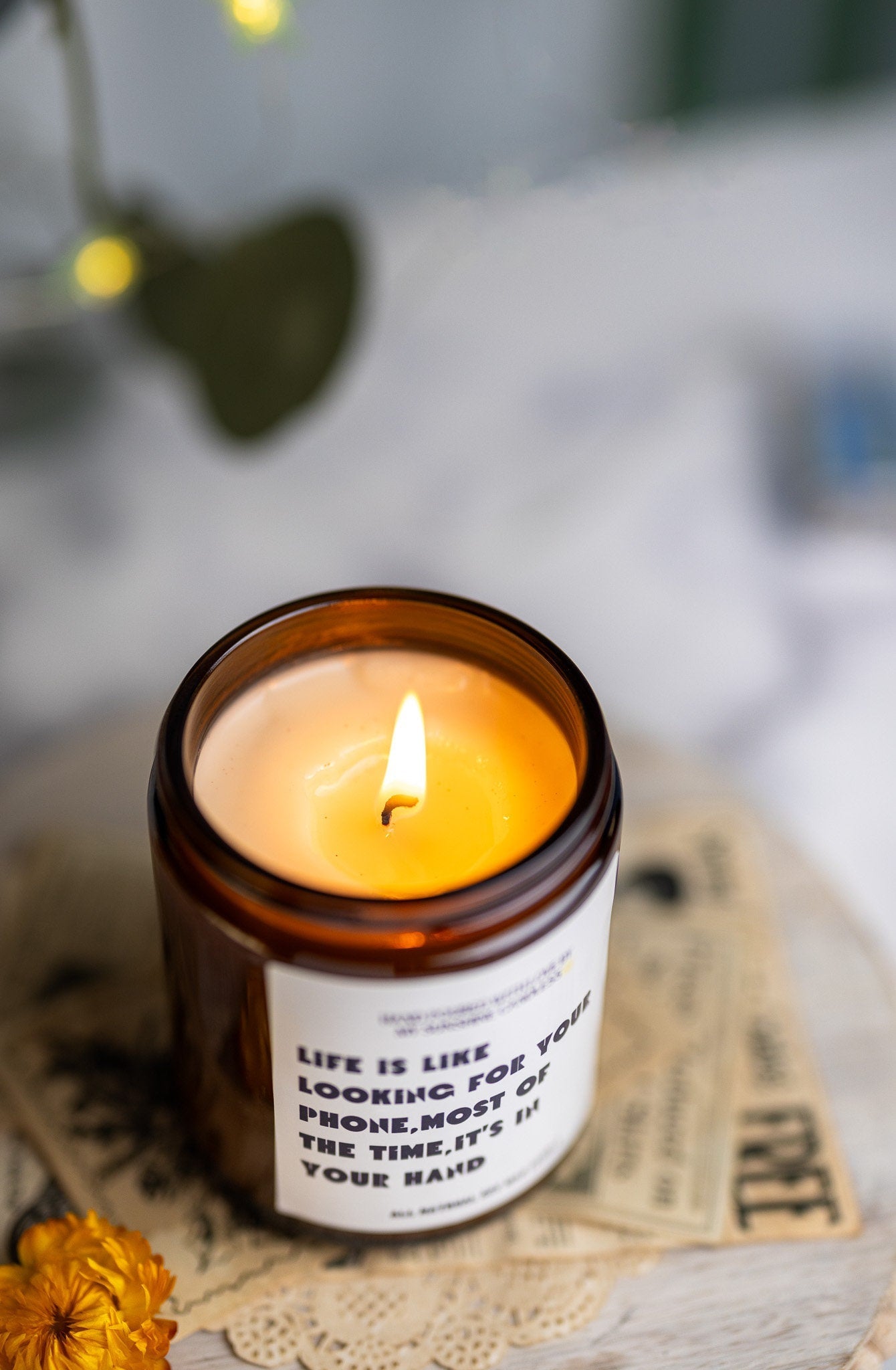 Morning Coffee Soy Wax Candle | Coffee Scented Amber Jar | Hand-Poured Gift for Coffee Lovers