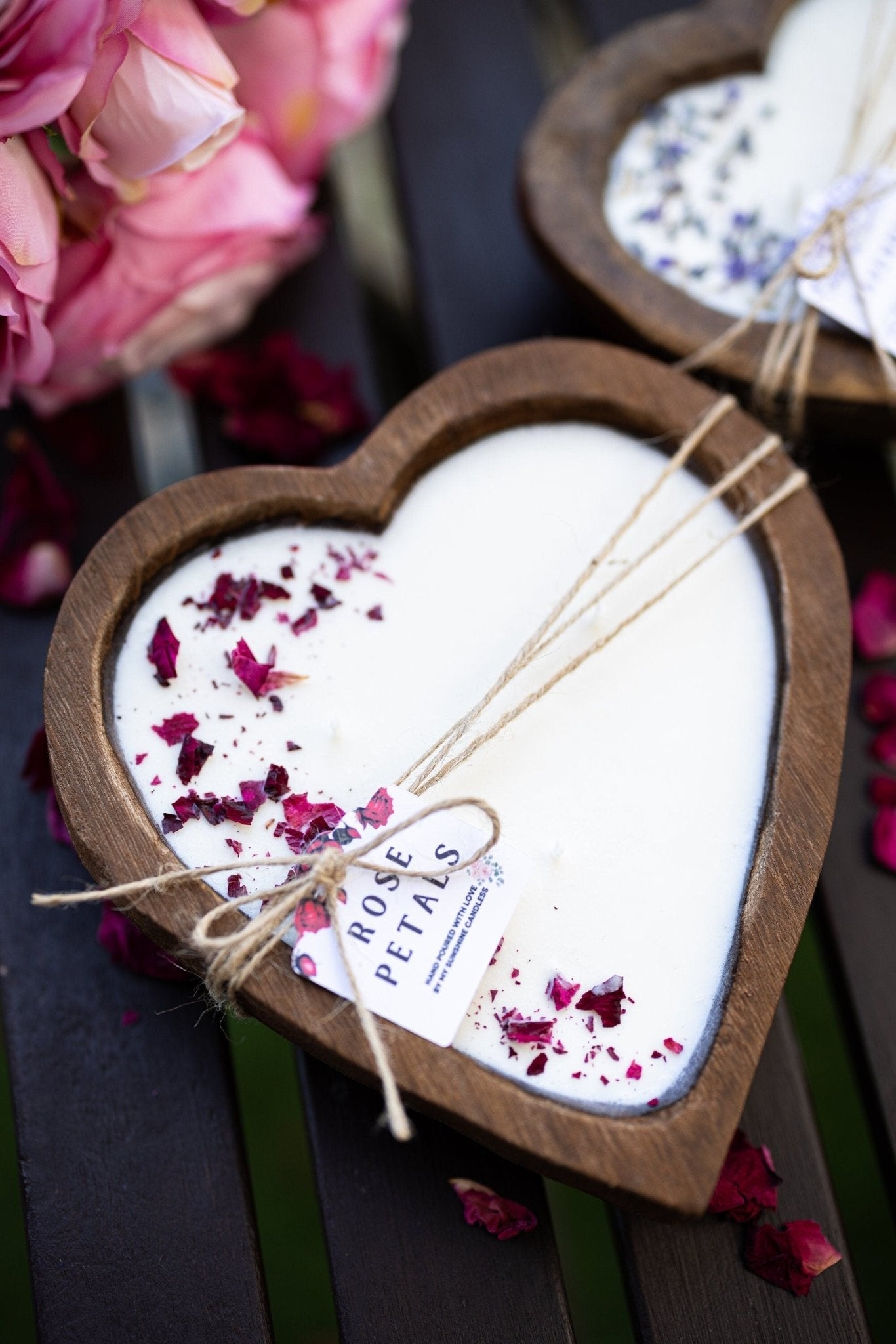 Heart-Shaped Dough Bowl Candle | Petal Rose Soy Wax | Love & Wedding Gift