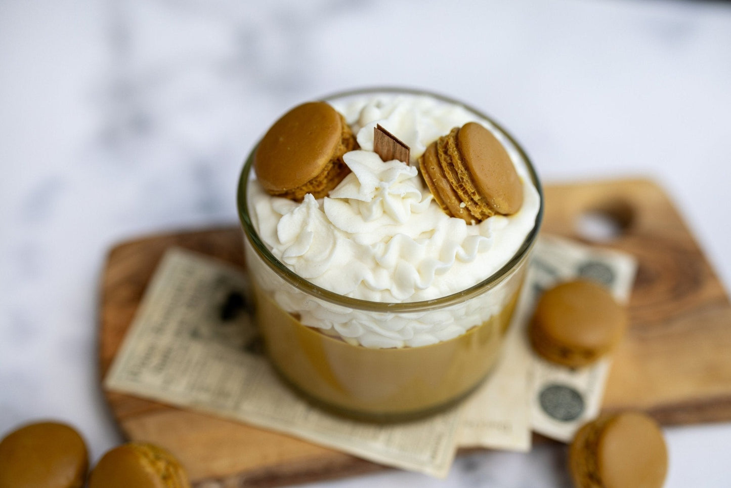 Espresso Macaron Candle – Whipped Soy Dessert Candle – Chocolate & Coffee Scented Gift for Her