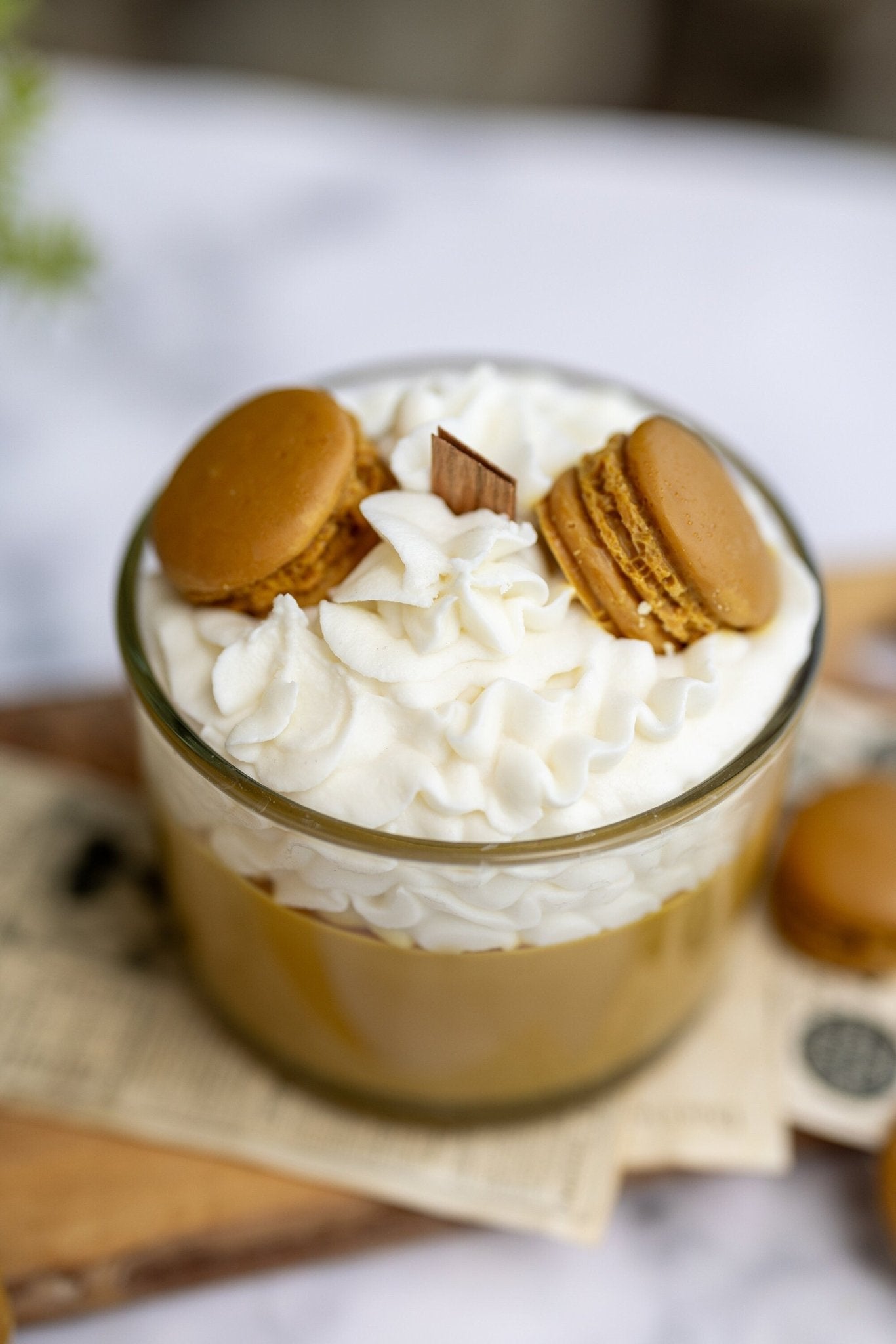 Espresso Macaron Candle – Whipped Soy Dessert Candle – Chocolate & Coffee Scented Gift for Her