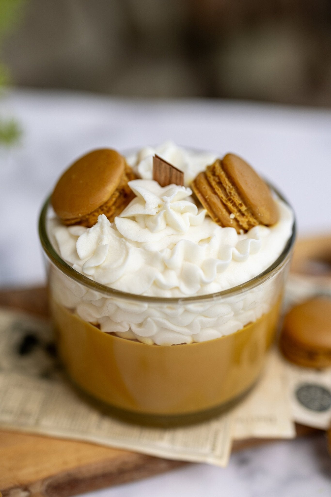 Espresso Macaron Candle – Whipped Soy Dessert Candle – Chocolate & Coffee Scented Gift for Her