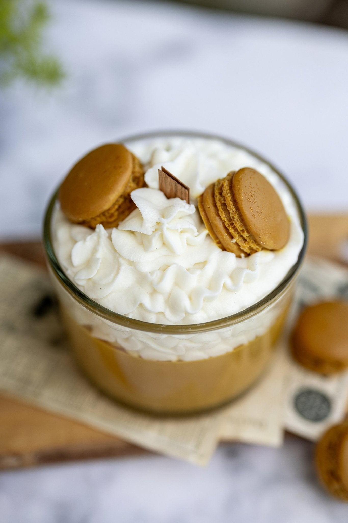 Espresso Macaron Candle – Whipped Soy Dessert Candle – Chocolate & Coffee Scented Gift for Her