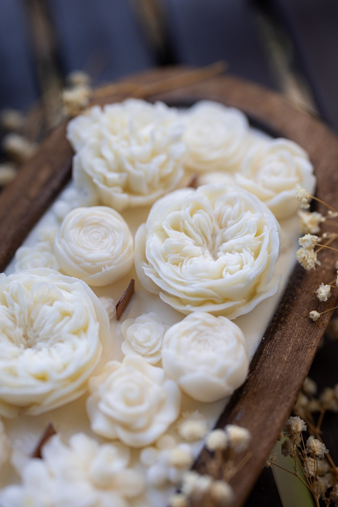 Beautiful Flower Dough Bowl Candle – Flower Scented Handcrafted Dough Bowl – Large Farmhouse Candle