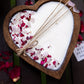 Heart-Shaped Wood Dough Bowl Candle – Crystals & Flowers – 3 Cotton Wick Soy Candle