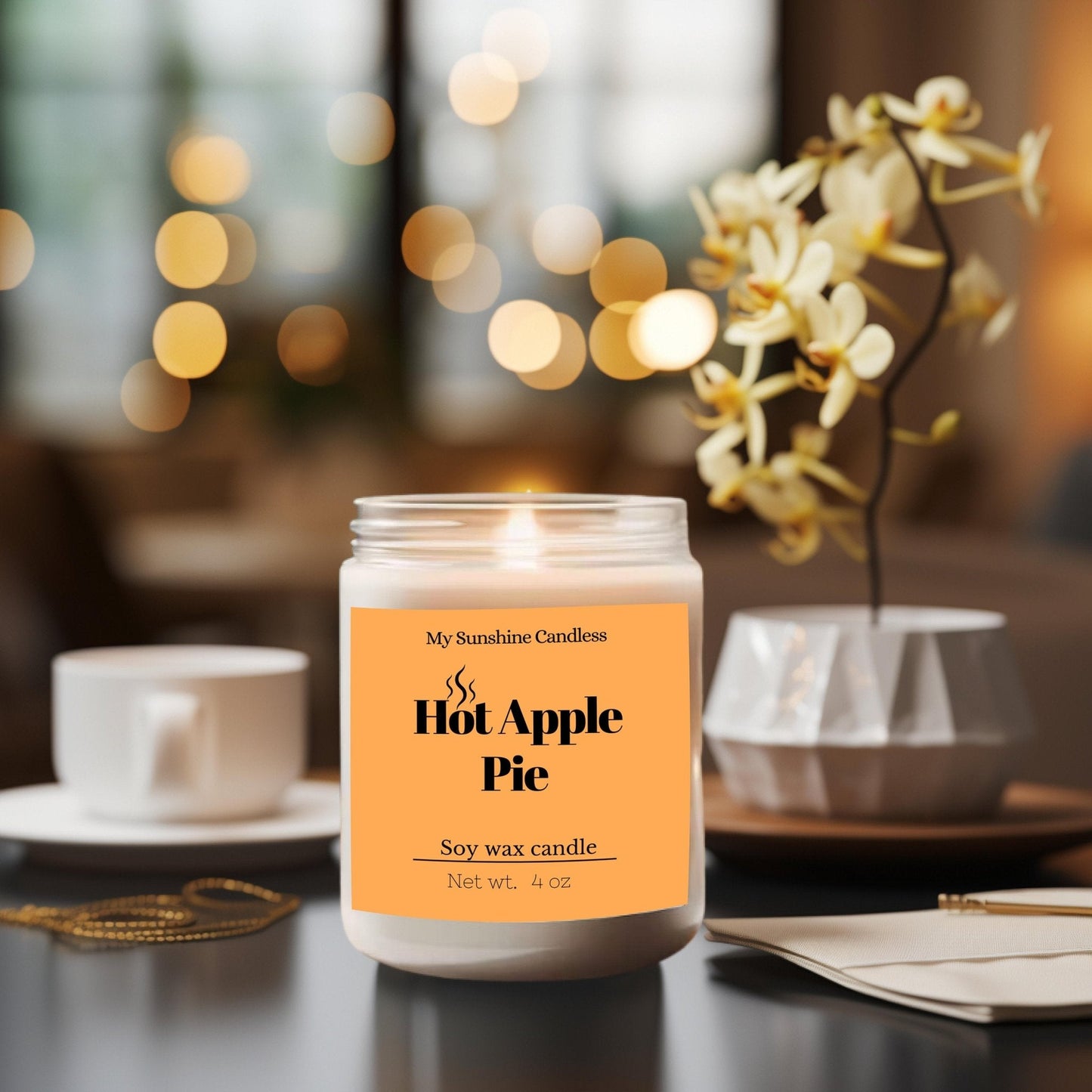 Hot Baked Apple Pie Candle – Fall & Halloween Scented Jar Candle