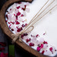 Heart-Shaped Wood Dough Bowl Candle – Crystals & Flowers – 3 Cotton Wick Soy Candle