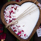 Heart-Shaped Wood Dough Bowl Candle – Crystals & Flowers – 3 Cotton Wick Soy Candle