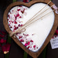 Heart-Shaped Wood Dough Bowl Candle – Crystals & Flowers – 3 Cotton Wick Soy Candle