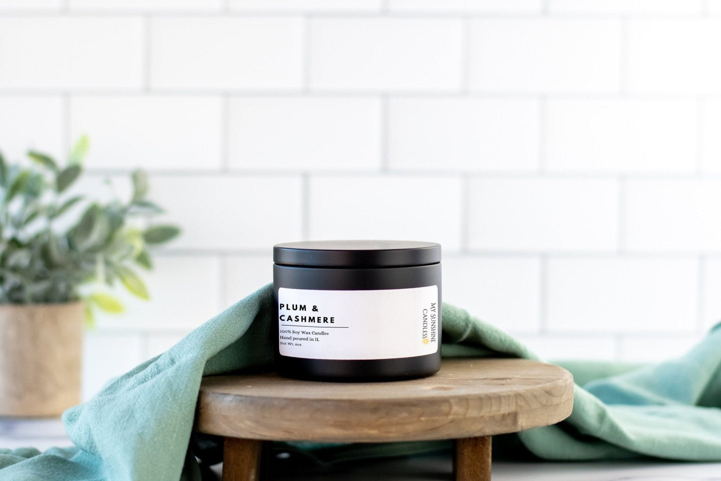 Cashmere Plum Soy Candle | 8oz Travel Candle | Small Scented Candle | Plum & Cozy Cashmere Fragrance