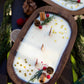 Handcrafted Christmas Wooden Dough Bowl Candle - Farmhouse Decor, Soy Wax Scented