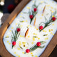 Festive Holiday Wood Dough Bowl Candle