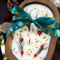 Festive Holiday Wood Dough Bowl Candle