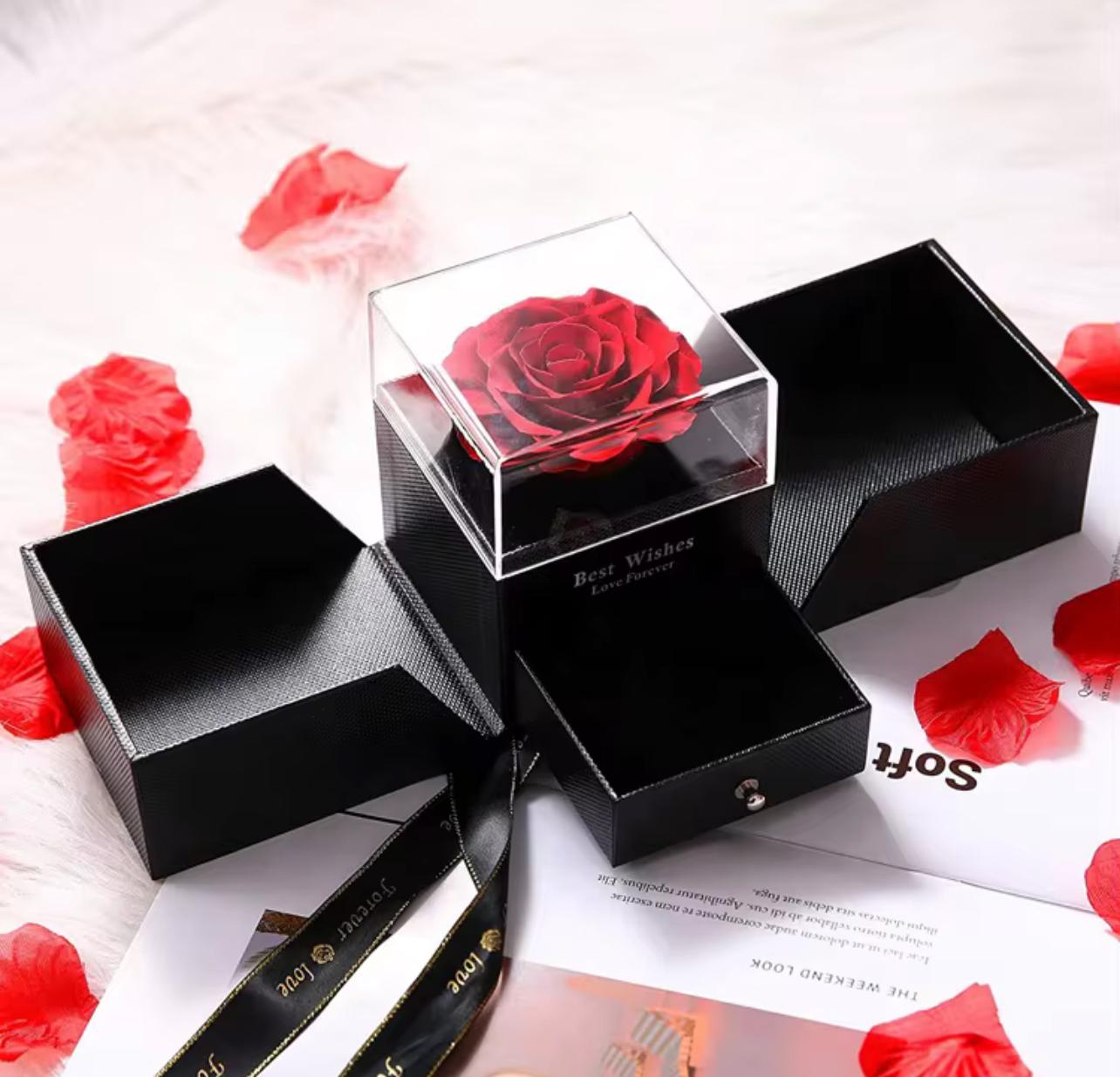 Elegant Red & Black Rose Flower Gift Box | Perfect for Mother's Day & Valentine's