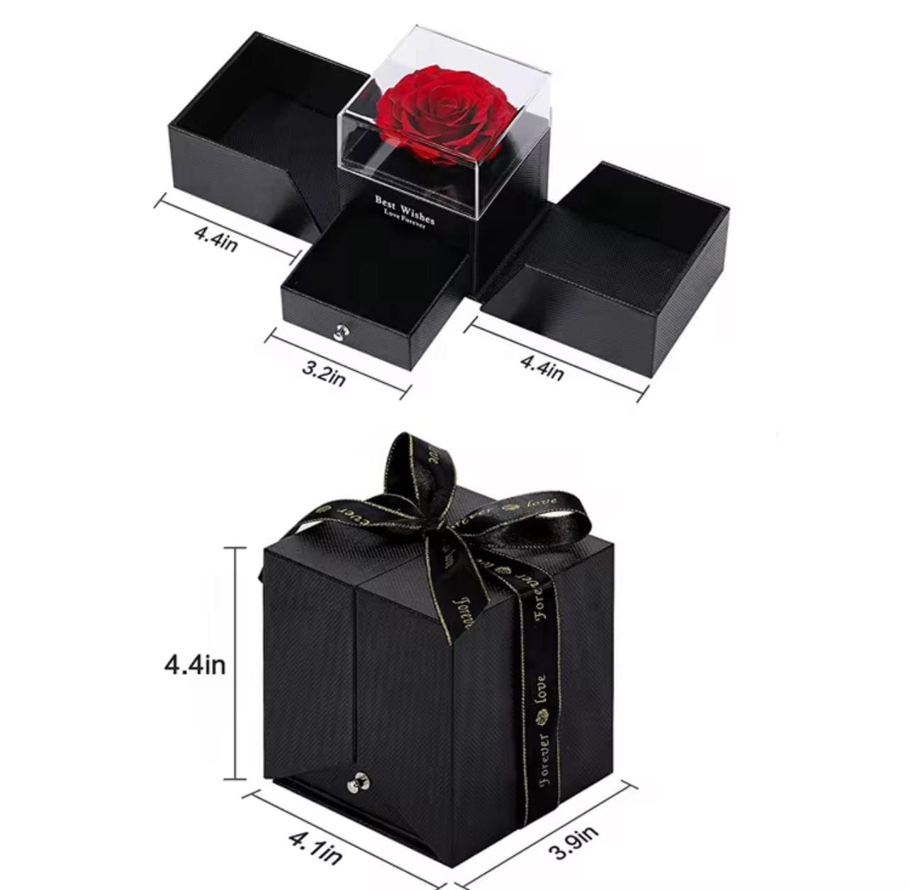 Elegant Red & Black Rose Flower Gift Box | Perfect for Mother's Day & Valentine's