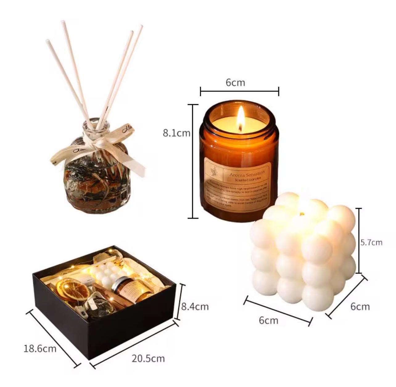 Hot Sale Aromatherapy 100% Soy Wax Candle & Reed Diffuser Gift Set | Black Box Luxury Gift for Her