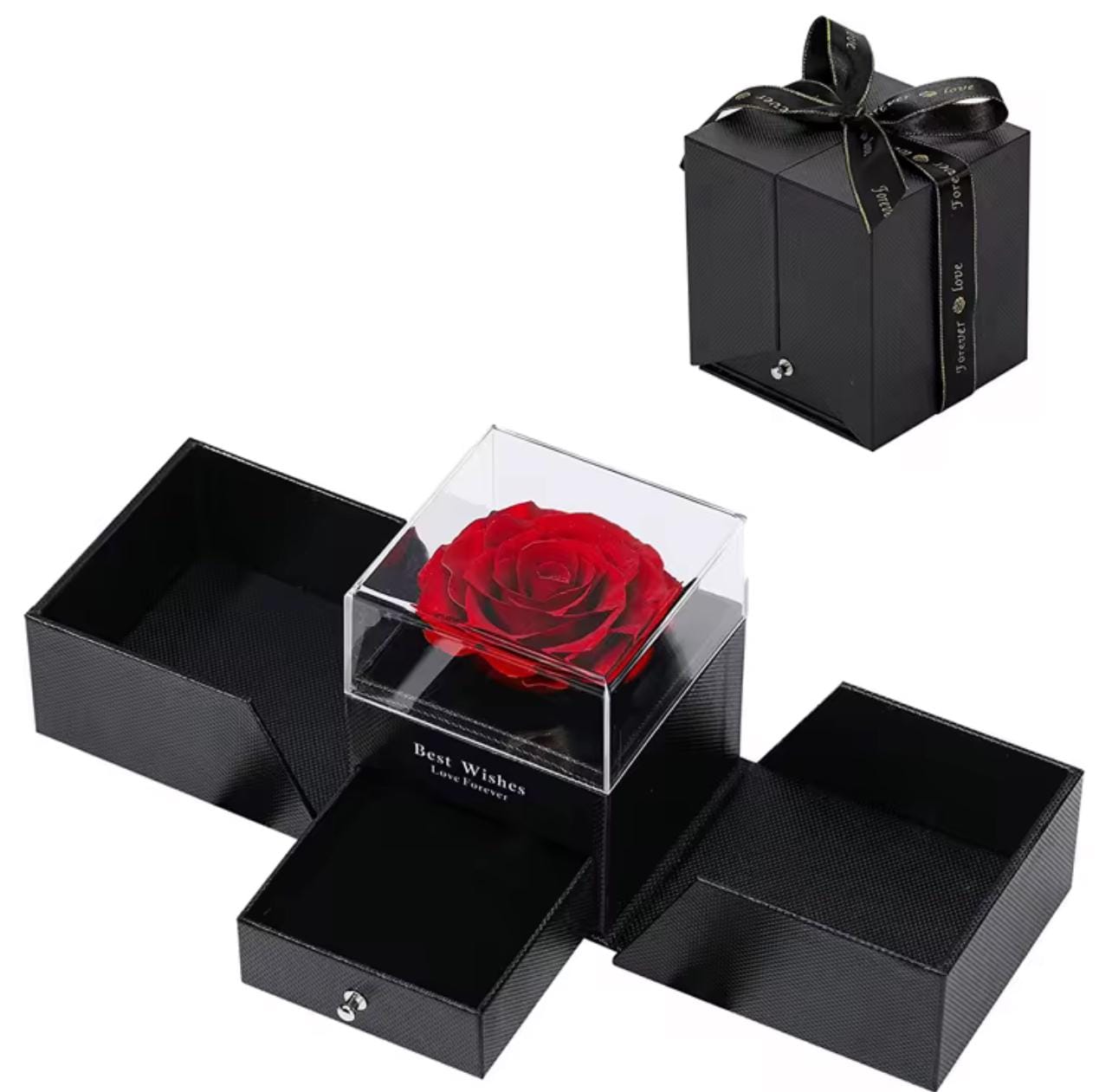 Elegant Red & Black Rose Flower Gift Box | Perfect for Mother's Day & Valentine's