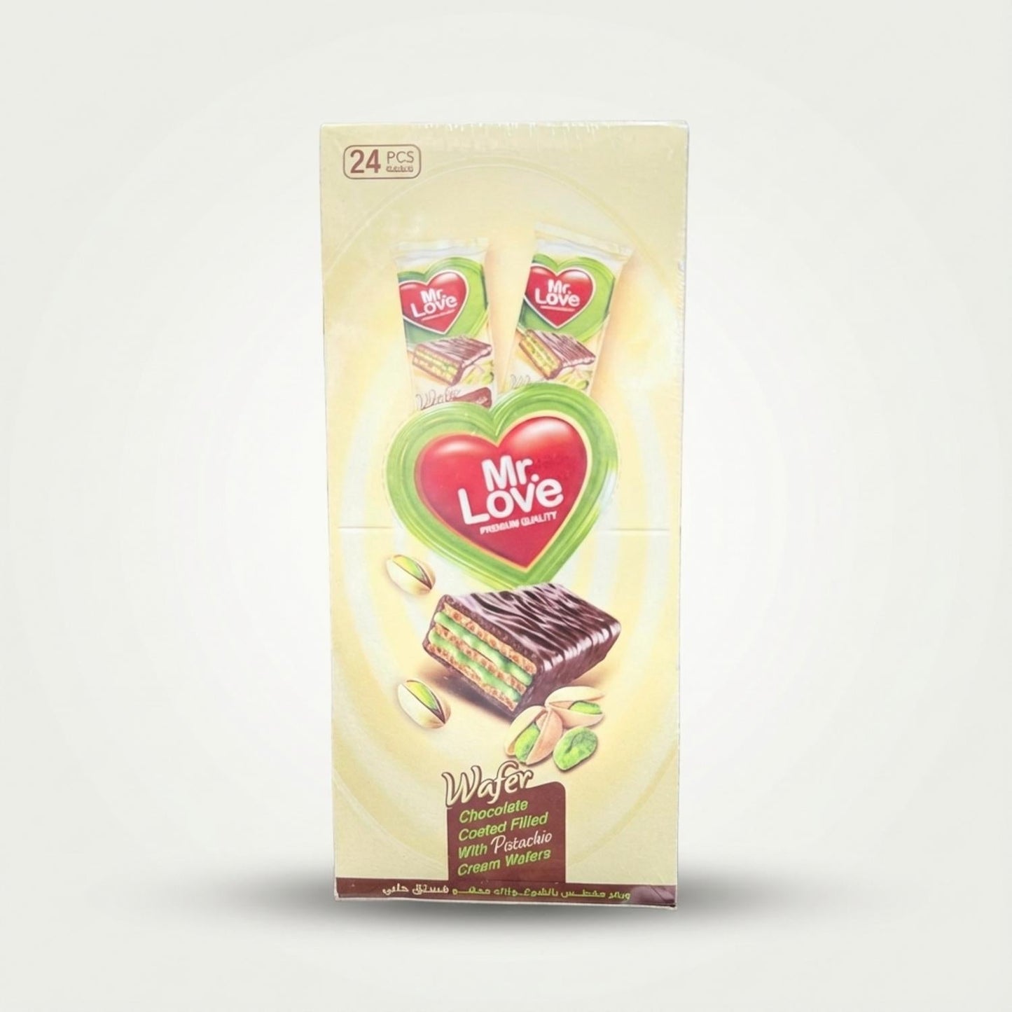 Wafer - Chocolate Pistachio Cream by Mr. Love box of 24 (400g)