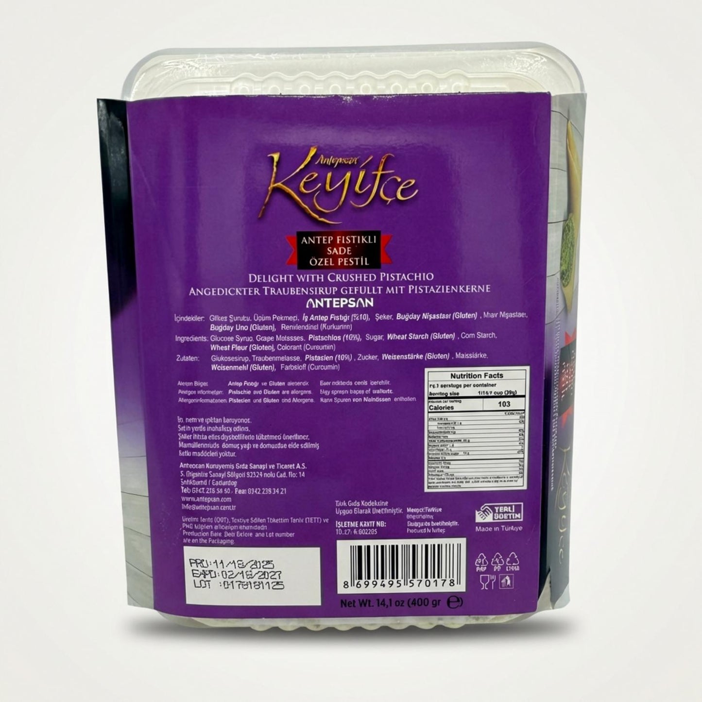 Antep Fıstıklı Sade Özel Pestil (400g)