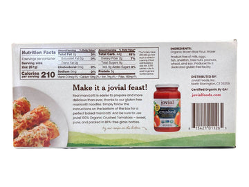 Manicotti, Brown Rice, Organic, Jovial, Gluten-Free