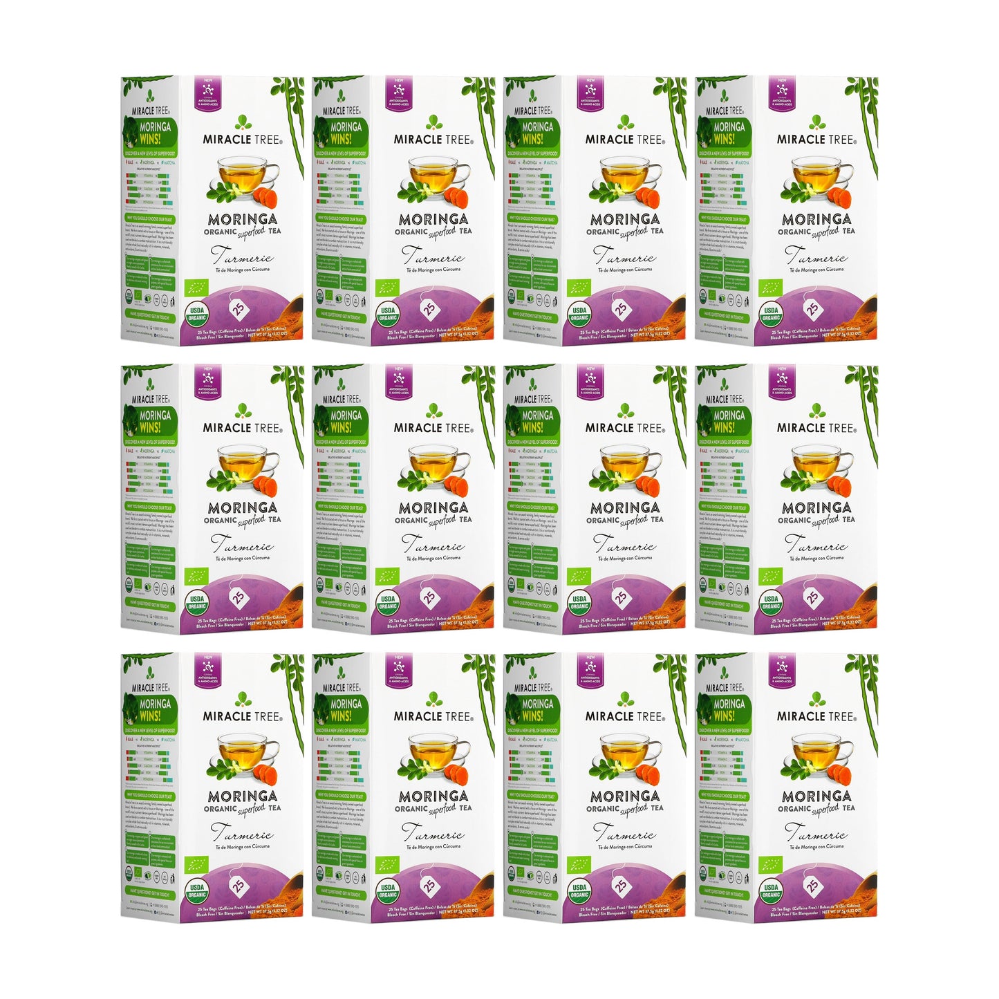 Organic Moringa Tea - Turmeric - Caffeine-Free Herbal Tea
