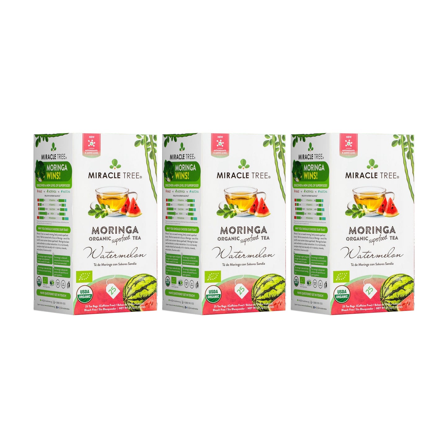 Organic Moringa Tea - Watermelon - Caffeine-Free Herbal Tea