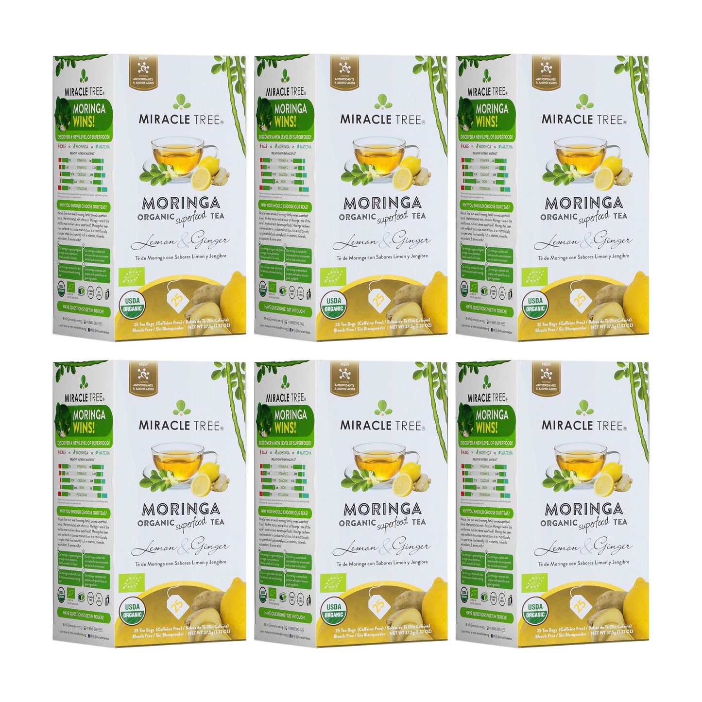 Organic Moringa Tea - Lemon & Ginger - Caffeine-Free Herbal Tea