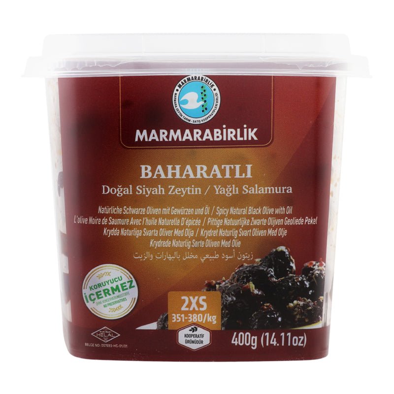 Marmarabirlik Spiced Black Olives – 400g Gemlik Variety