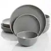 Top Notch Grey Stoneware 12-Piece Dinnerware Set