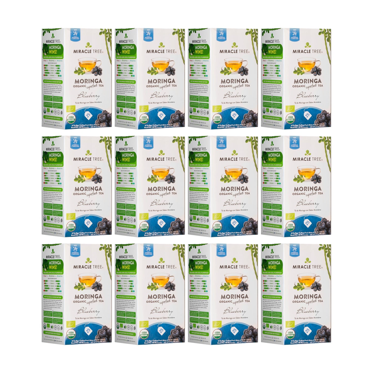 Organic Moringa Tea - Blueberry - Caffeine-Free Herbal Tea