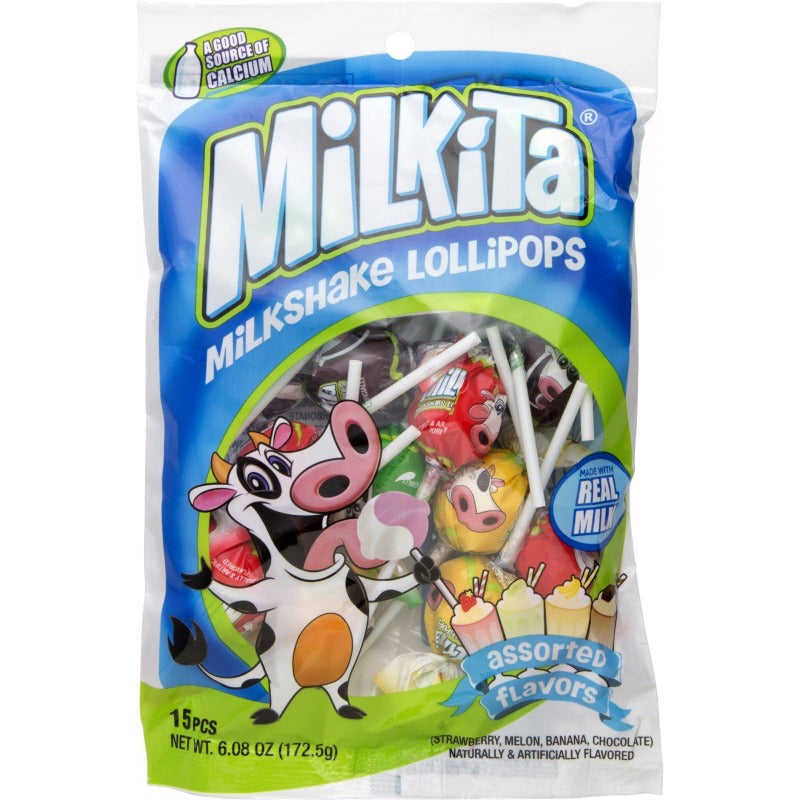 Milkita Assorted Lollipops Milky Creamy Hard Candy 15 pieces