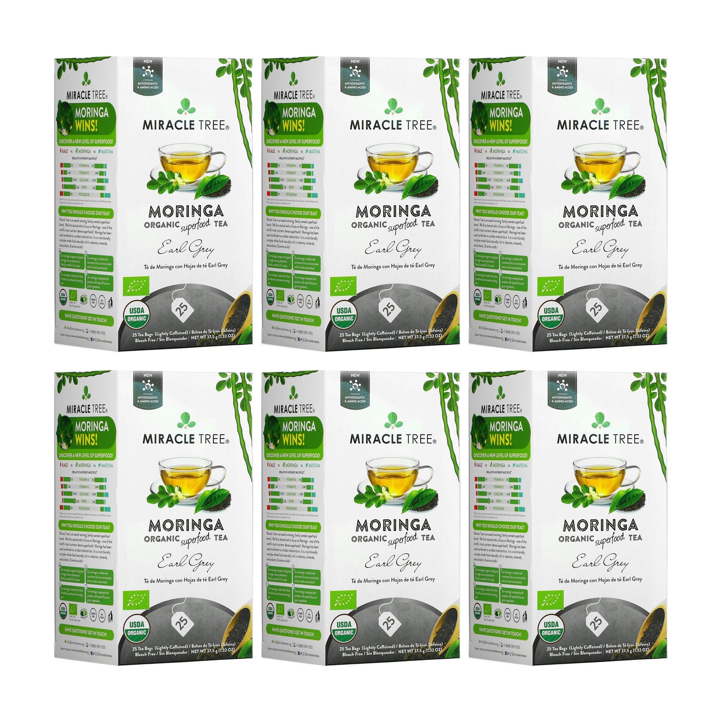 Organic Moringa Tea - Earl Grey - Lightly Caffeinated Herbal Tea