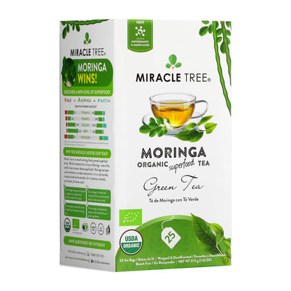 Organic Moringa Tea - Green Tea - Decaffeinated Herbal Tea