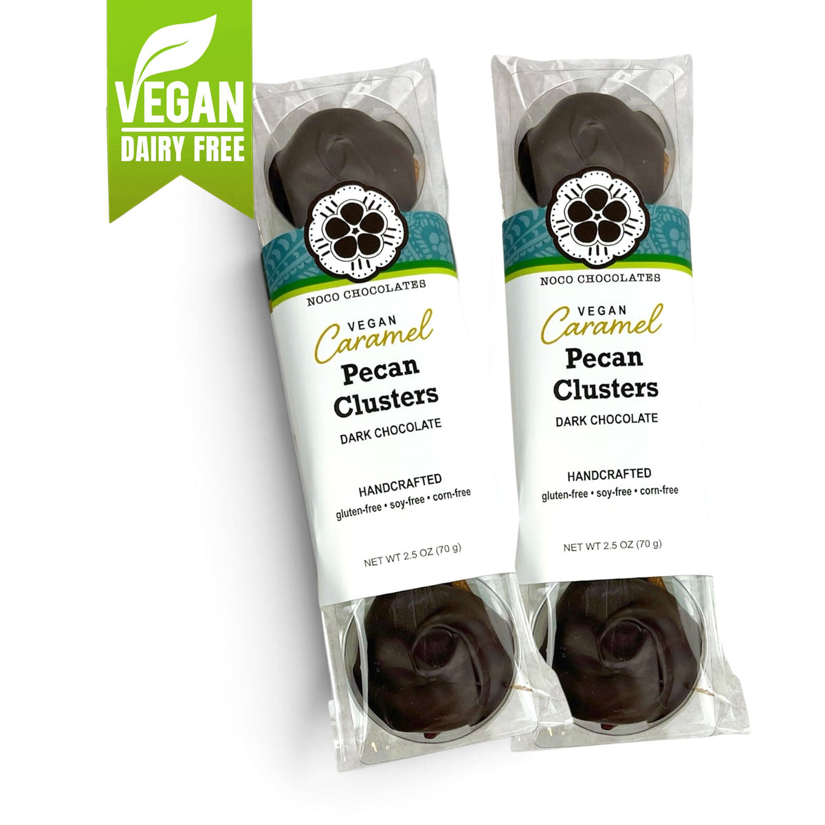 Vegan Caramel Pecan Clusters | Dairy-Free Dark Chocolate