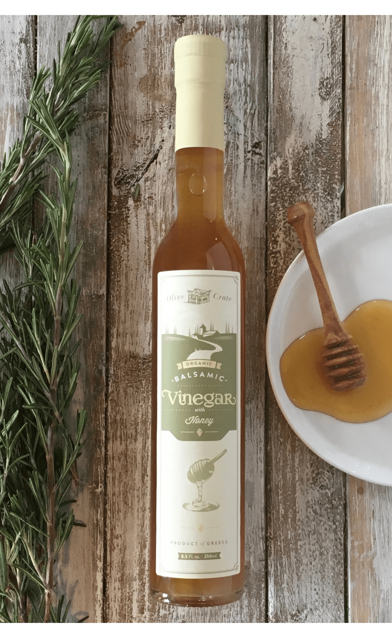 Organic Honey White Balsamic Vinegar | Greek Roditis Grape