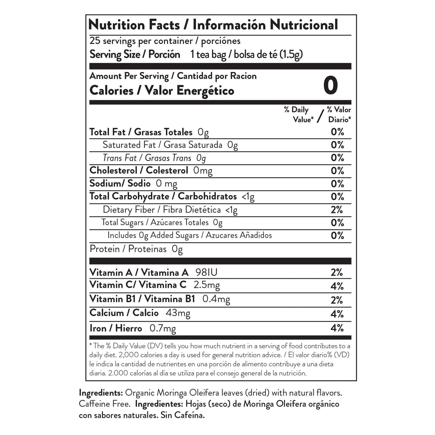 Organic Moringa Tea - Chocolate - Caffeine-Free Herbal Tea