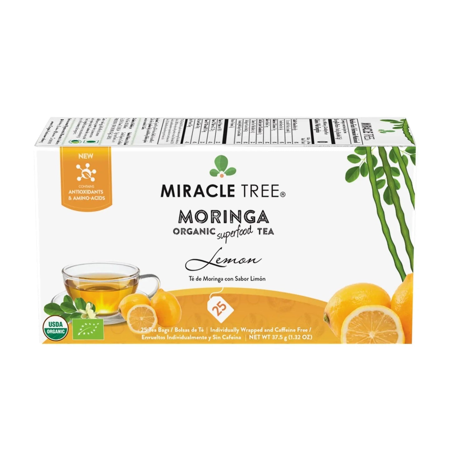 Organic Moringa Tea - Lemon - Natural Energy Support-Free Herbal Tea
