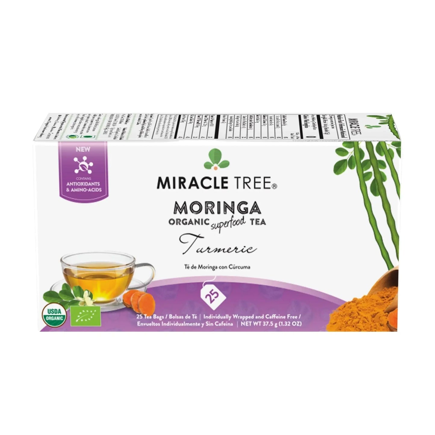 Organic Moringa Tea - Turmeric - Natural Energy Support-Free Herbal Tea